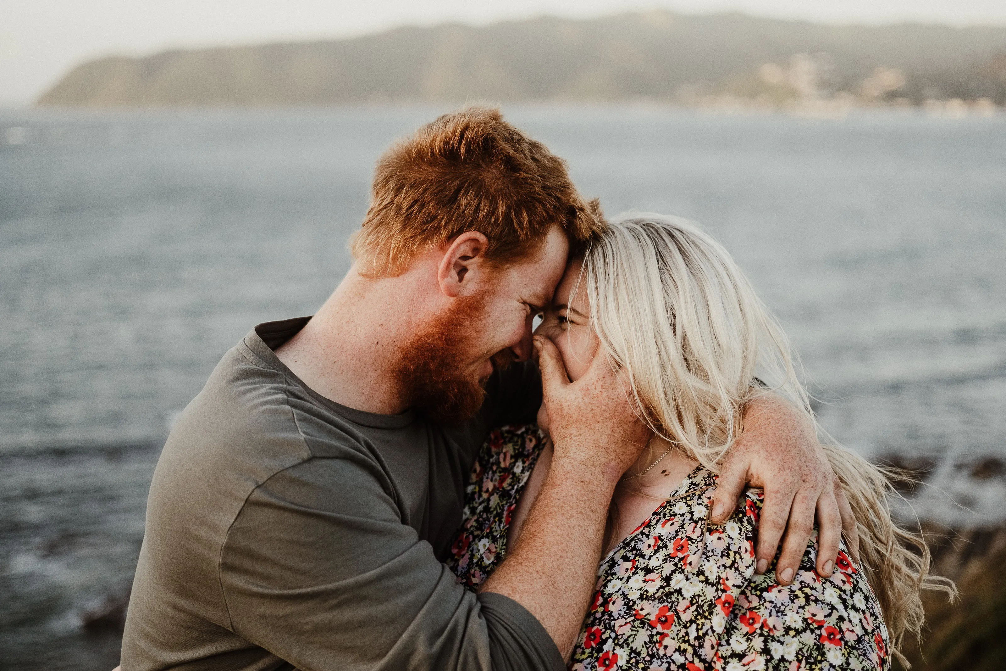 Emotional couple photoshoot at Whiteria Park in Porirua