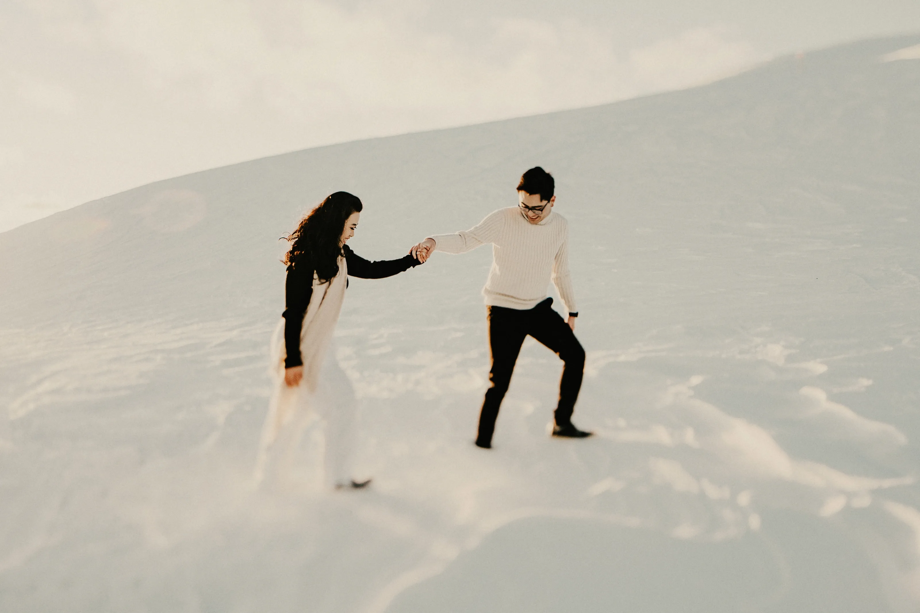 Pre-wedding couple photos in the snow at Cardona, between Wanaka and Queenstown